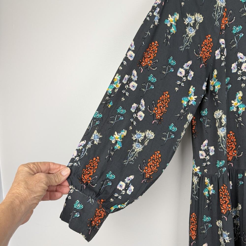 Natural Life Tiered Maxi Dress Size Small Gray Floral Prairie Boho Cottagecore - Picture 7 of 13